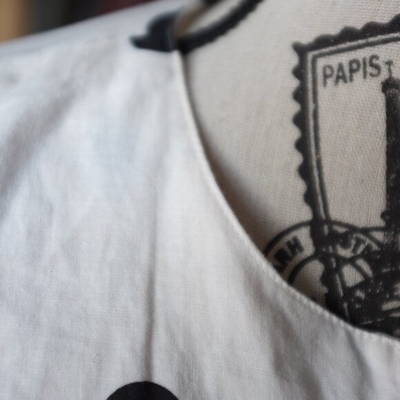 COPY - Retro ivory black polka dot buttoned dress size L - Picture 7 of 10